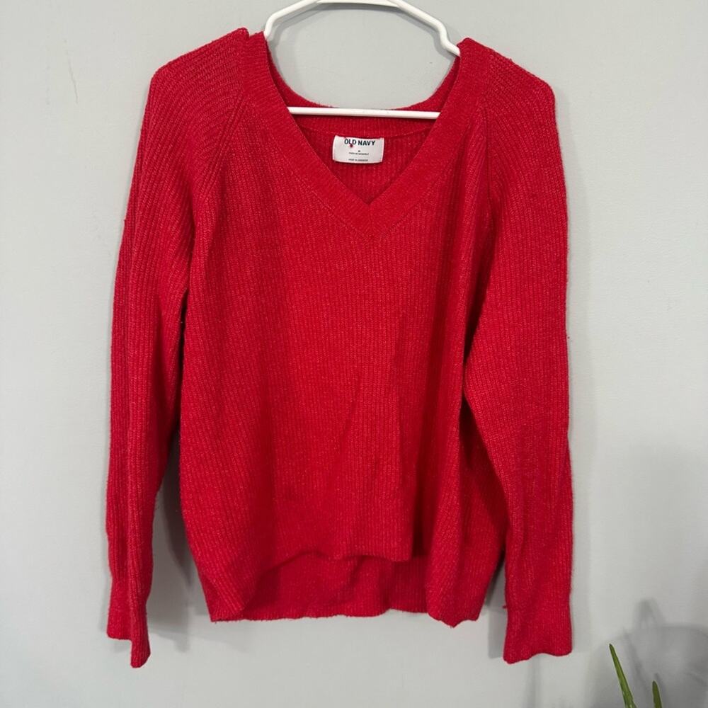 Old Navy Red V-Neck Sweater